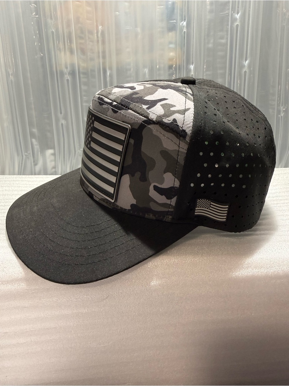 Runs Deep Premium Tactical Black Camo American Flag Snapback Hat NWOT